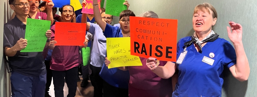 Hampton Inn and other hotel workers demand better work conditions, higher wages.